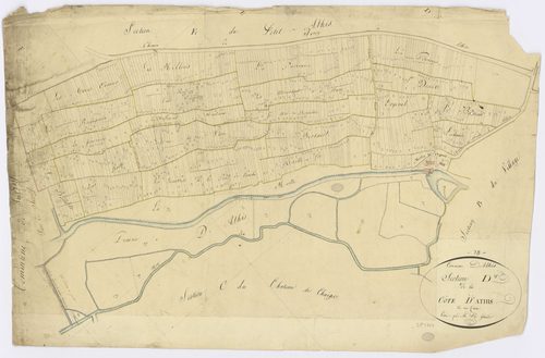 ATHIS-MONS. - Section D - Côte (la) (Athis), ech. 1/2500, coul., aquarelle, papier, 62x94 (sd). 