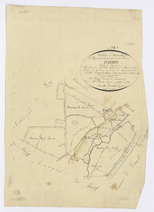 ATHIS-MONS. - Plan d'assemblage (Athis), ech. 1/10000, coul., aquarelle, papier, 63x45 (sd). 