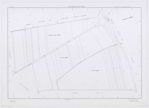 AUTHON-LA-PLAINE, plans minutes de conservation : tableau d'assemblage,1933, Ech. 1/10000 ; plans des section B1, 1933, Ech. 1/2500, section B3, 1933, Ech. 1/1250, sections W, X, Y, Z, 1956, Ech. 1/2000, sections ZB, ZC, 1994, Ech. 1/2000, sections ZD, ZE