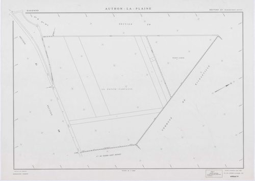 AUTHON-LA-PLAINE, plans minutes de conservation : tableau d'assemblage,1933, Ech. 1/10000 ; plans des section B1, 1933, Ech. 1/2500, section B3, 1933, Ech. 1/1250, sections W, X, Y, Z, 1956, Ech. 1/2000, sections ZB, ZC, 1994, Ech. 1/2000, sections ZD, ZE