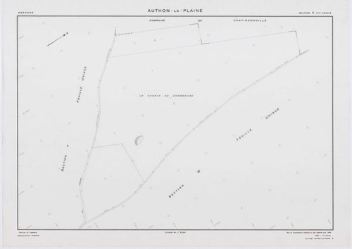 AUTHON-LA-PLAINE, plans minutes de conservation : tableau d'assemblage,1933, Ech. 1/10000 ; plans des section B1, 1933, Ech. 1/2500, section B3, 1933, Ech. 1/1250, sections W, X, Y, Z, 1956, Ech. 1/2000, sections ZB, ZC, 1994, Ech. 1/2000, sections ZD, ZE