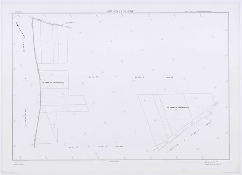AUTHON-LA-PLAINE, plans minutes de conservation : tableau d'assemblage,1933, Ech. 1/10000 ; plans des section B1, 1933, Ech. 1/2500, section B3, 1933, Ech. 1/1250, sections W, X, Y, Z, 1956, Ech. 1/2000, sections ZB, ZC, 1994, Ech. 1/2000, sections ZD, ZE