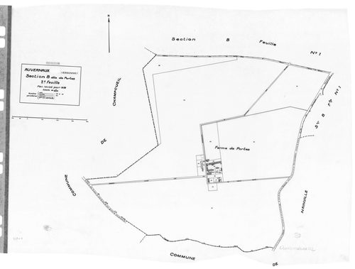 AUVERNAUX. - Cadastre révisé pour 1932 : plans de la section A le Village 1ère feuille, section B Portes 2ème feuille ; cadastre renouvelé pour 1966 : plans de la section ZA, section ZB, section ZC ; cadastre révisé pour 1932 mis à jour pour 1968 : plans 