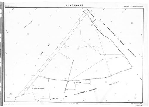 AUVERNAUX. - Cadastre révisé pour 1932 : plans de la section A le Village 1ère feuille, section B Portes 2ème feuille ; cadastre renouvelé pour 1966 : plans de la section ZA, section ZB, section ZC ; cadastre révisé pour 1932 mis à jour pour 1968 : plans 