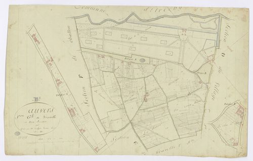 AUVERS-SAINT-GEORGES. -Section G - Gravelle, 1, ech. 1/2500, coul., aquarelle, papier, 61x95 (sd). 