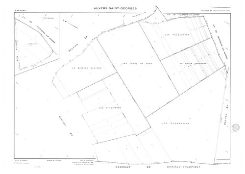 AUVERS-SAINT-GEORGES.- Cadastre révisé pour 1963 : plan du tableau d'assemblage, plans de la section AB, section AC, section AD, section D 1ère feuille, section D 2ème feuille, section F, section G, section ZA, section ZB, section ZC, section ZD, section 