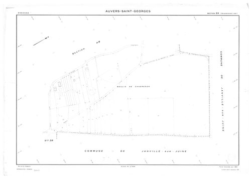 AUVERS-SAINT-GEORGES.- Cadastre révisé pour 1963 : plan du tableau d'assemblage, plans de la section AB, section AC, section AD, section D 1ère feuille, section D 2ème feuille, section F, section G, section ZA, section ZB, section ZC, section ZD, section 