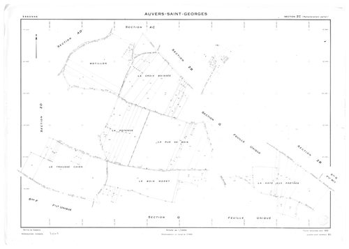 AUVERS-SAINT-GEORGES.- Cadastre révisé pour 1963 : plan du tableau d'assemblage, plans de la section AB, section AC, section AD, section D 1ère feuille, section D 2ème feuille, section F, section G, section ZA, section ZB, section ZC, section ZD, section 