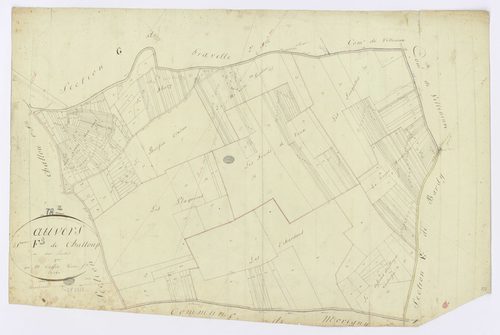 AUVERS-SAINT-GEORGES. -Section F - Challoup, 2, ech. 1/2500, coul., aquarelle, papier, 63x95 (sd). 