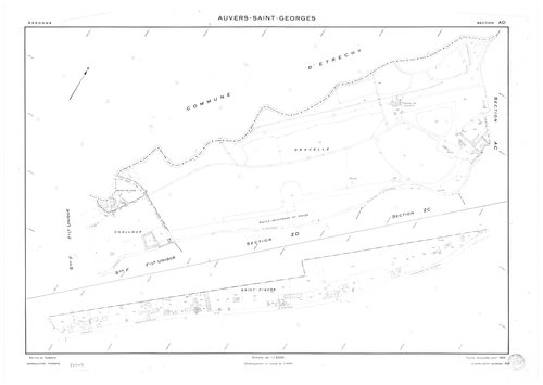 AUVERS-SAINT-GEORGES.- Cadastre révisé pour 1963 : plan du tableau d'assemblage, plans de la section AB, section AC, section AD, section D 1ère feuille, section D 2ème feuille, section F, section G, section ZA, section ZB, section ZC, section ZD, section 