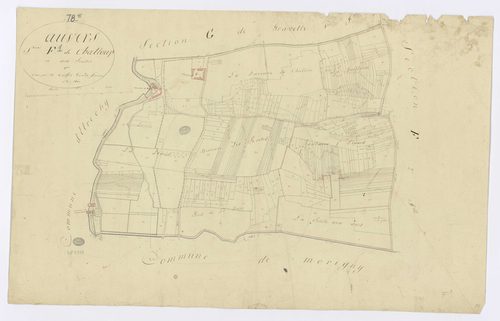 AUVERS-SAINT-GEORGES. -Section F - Challoup, 1, ech. 1/2500, coul., aquarelle, papier, 57x90 (sd). 