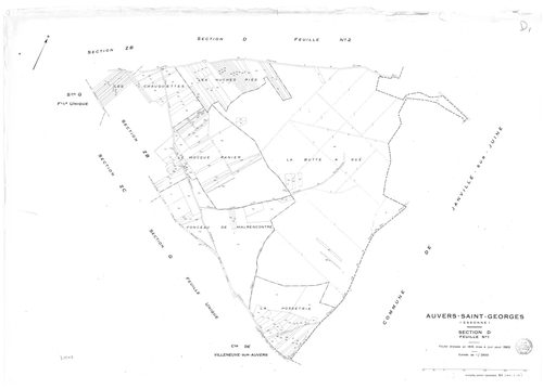 AUVERS-SAINT-GEORGES.- Cadastre révisé pour 1963 : plan du tableau d'assemblage, plans de la section AB, section AC, section AD, section D 1ère feuille, section D 2ème feuille, section F, section G, section ZA, section ZB, section ZC, section ZD, section 