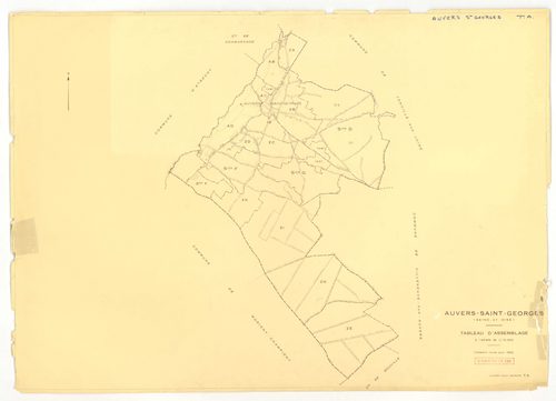 Plans minutes de conservation : AUVERS-SAINT-GEORGES : tableau d'assemblage, ech. 1/10000 (1963), sections ZE, ZH, ZI, ech. 1/2000 (1960) ; sections D1, D2, F, G, ech. 1/2500 (1963), sections AB, AC, ZA, ZD, ech. 1/1000 (1963), sections AD, ZB, ZC, ZE, ZH