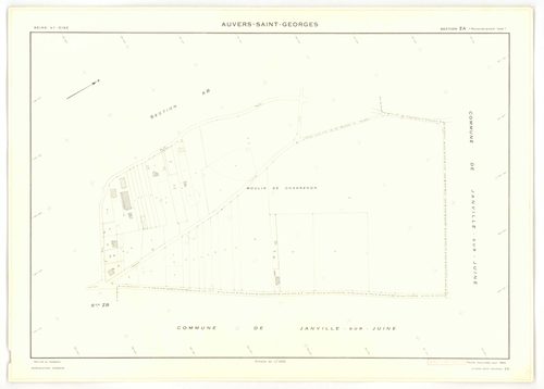 Plans minutes de conservation : AUVERS-SAINT-GEORGES : tableau d'assemblage, ech. 1/10000 (1963), sections ZE, ZH, ZI, ech. 1/2000 (1960) ; sections D1, D2, F, G, ech. 1/2500 (1963), sections AB, AC, ZA, ZD, ech. 1/1000 (1963), sections AD, ZB, ZC, ZE, ZH