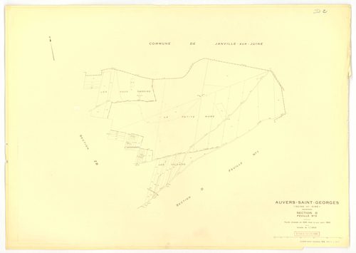 Plans minutes de conservation : AUVERS-SAINT-GEORGES : tableau d'assemblage, ech. 1/10000 (1963), sections ZE, ZH, ZI, ech. 1/2000 (1960) ; sections D1, D2, F, G, ech. 1/2500 (1963), sections AB, AC, ZA, ZD, ech. 1/1000 (1963), sections AD, ZB, ZC, ZE, ZH