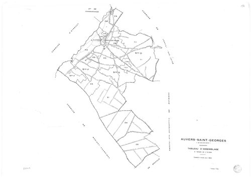 AUVERS-SAINT-GEORGES.- Cadastre révisé pour 1963 : plan du tableau d'assemblage, plans de la section AB, section AC, section AD, section D 1ère feuille, section D 2ème feuille, section F, section G, section ZA, section ZB, section ZC, section ZD, section 
