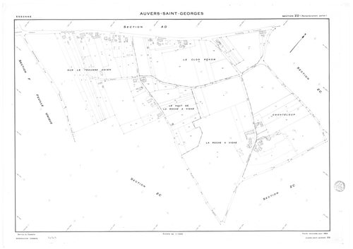AUVERS-SAINT-GEORGES.- Cadastre révisé pour 1963 : plan du tableau d'assemblage, plans de la section AB, section AC, section AD, section D 1ère feuille, section D 2ème feuille, section F, section G, section ZA, section ZB, section ZC, section ZD, section 