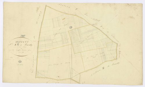 AUVERS-SAINT-GEORGES. -Section E - Bardy, 1, ech. 1/2500, coul., aquarelle, papier, 58x95 (sd). 