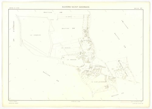 Plans minutes de conservation : AUVERS-SAINT-GEORGES : tableau d'assemblage, ech. 1/10000 (1963), sections ZE, ZH, ZI, ech. 1/2000 (1960) ; sections D1, D2, F, G, ech. 1/2500 (1963), sections AB, AC, ZA, ZD, ech. 1/1000 (1963), sections AD, ZB, ZC, ZE, ZH