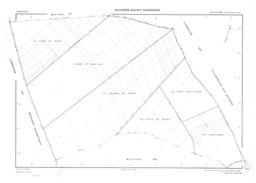 AUVERS-SAINT-GEORGES.- Cadastre révisé pour 1963 : plan du tableau d'assemblage, plans de la section AB, section AC, section AD, section D 1ère feuille, section D 2ème feuille, section F, section G, section ZA, section ZB, section ZC, section ZD, section 