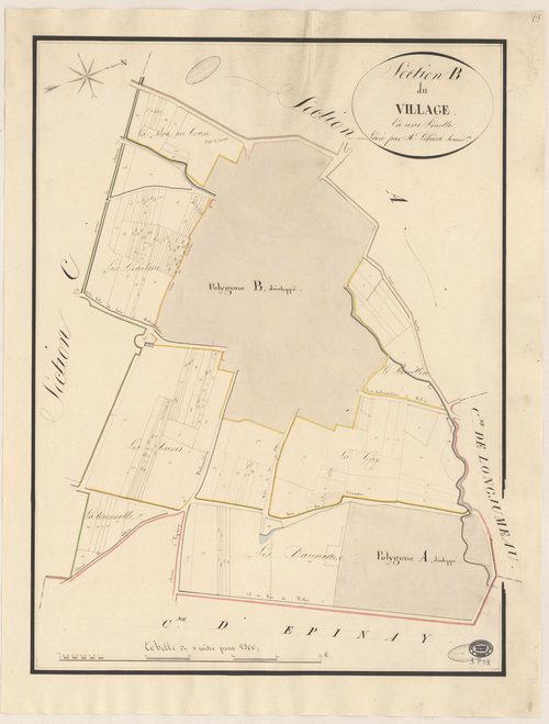 BALLAINVILLIERS. - Section B : Village (le), 1ère feuille. 