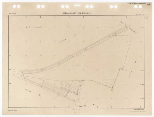 BALLANCOURT, plans minutes de conservation : tableau d'assemblage,1988, Ech. 1/10000 ; plans des sections AA, AB, AD, AN, AO, AP, AR, AS, AT, AV, AW, AX, AY, AZ, BA, BC, BD, 1988, Ech. 1/1000, sections AE, AH, AI, AM, 1988, Ech. 1/2000, sections ZA, ZB, Z