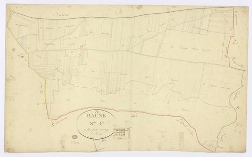 BAULNE. - Section C - Puits sauvage (le), 2, ech. 1/2500, coul., aquarelle, papier, 60x95 (1817). 