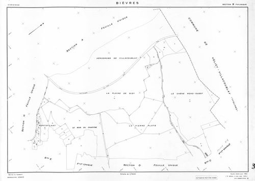 BIEVRES. - Cadastre établi pour 1954, à jour pour 1975 (2ème édition) : plan du tableau d'assemblage ; feuille refaite pour 1954, à jour pour 1979 (3ème, 4ème édition) : plans des sections A-N. [15 plans]. 