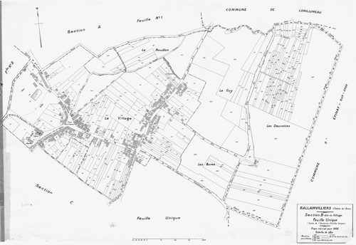 BIEVRES.- Cadastre révisé pour 1954 : plan du tableau d'assemblage, plans de la section A, section B, section C, section D, section E, section F, section G, section H, section I, section J, section K , section L, section M, section N ; cadastre révisé pou
