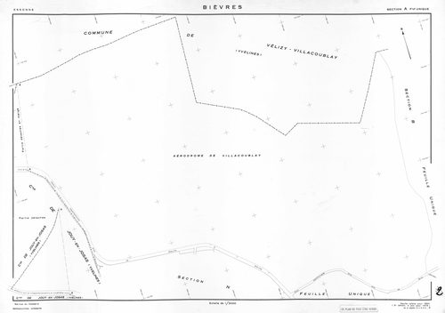 BIEVRES. - Cadastre établi pour 1954, à jour pour 1975 (2ème édition) : plan du tableau d'assemblage ; feuille refaite pour 1954, à jour pour 1979 (3ème, 4ème édition) : plans des sections A-N. [15 plans]. 