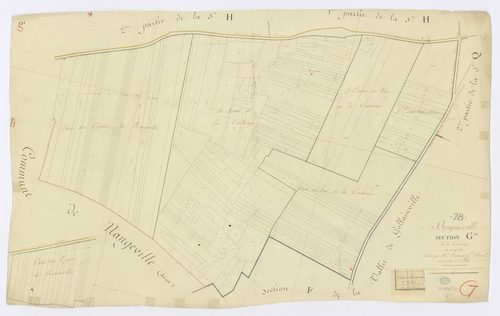 BOIGNEVILLE. - Section G - Coudraye (la), ech. 1/1250, coul., aquarelle, papier, 61x99 (1813). 