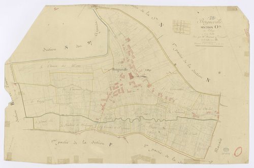 BOIGNEVILLE. - Section O - Village (le), ech. 1/1250, coul., aquarelle, papier, 63x94 (1813). 