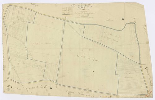 BOIGNEVILLE. - Section S - 37 Arpents (les), ech. 1/1250, coul., aquarelle, papier, 60x97 (1813). 
