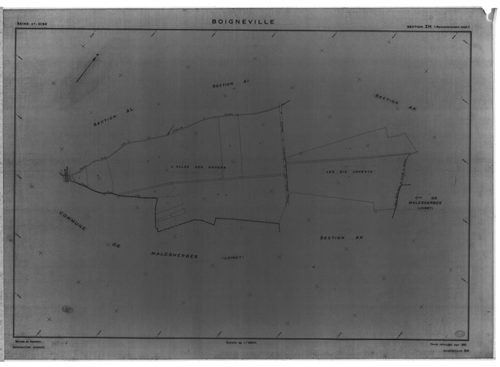 BOIGNEVILLE .- Cadastre révisé pour 1961 : plans de la section AE, section AL, section AM, section ZA, section ZB, section ZC, section ZH, section ZI, section ZL, section ZM, section ZN, section ZO, section ZP, section ZR 1ère feuille, idem 2ème feuille, 