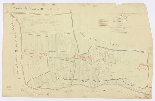 BOIGNEVILLE. - Section R - Prinvaux, ech. 1/1250, coul., aquarelle, papier, 62x96 (1813). 