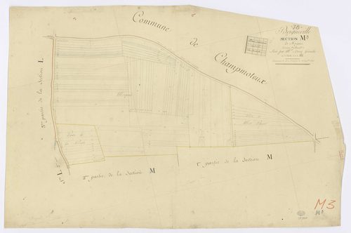 BOIGNEVILLE. - Section M - Morpuis, 3, ech. 1/1250, coul., aquarelle, papier, 65x98 (1813). 