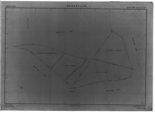 BOIGNEVILLE .- Cadastre révisé pour 1961 : plans de la section AE, section AL, section AM, section ZA, section ZB, section ZC, section ZH, section ZI, section ZL, section ZM, section ZN, section ZO, section ZP, section ZR 1ère feuille, idem 2ème feuille, 