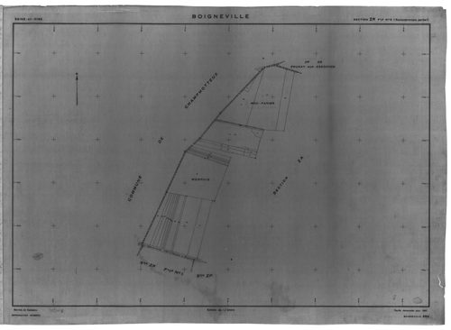 BOIGNEVILLE .- Cadastre révisé pour 1961 : plans de la section AE, section AL, section AM, section ZA, section ZB, section ZC, section ZH, section ZI, section ZL, section ZM, section ZN, section ZO, section ZP, section ZR 1ère feuille, idem 2ème feuille, 