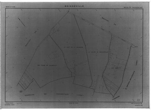 BOIGNEVILLE .- Cadastre révisé pour 1961 : plans de la section AE, section AL, section AM, section ZA, section ZB, section ZC, section ZH, section ZI, section ZL, section ZM, section ZN, section ZO, section ZP, section ZR 1ère feuille, idem 2ème feuille, 