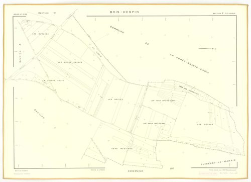 Plans minutes de conservation : BOIS-HERPIN : tableau d'assemblage, ech. 1/5000 (1952), sections W, X, Y, Z, ech. 1/2000 (1952), NB, papier, 105x80 [5 plans]. 