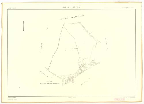 Plans minutes de conservation : BOIS-HERPIN : tableau d'assemblage, ech. 1/5000 (1952), sections W, X, Y, Z, ech. 1/2000 (1952), NB, papier, 105x80 [5 plans]. 