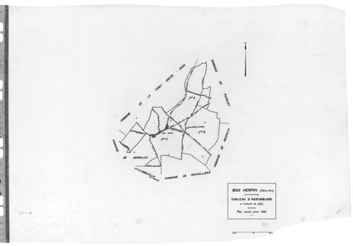BOIS-HERPIN. - Cadastre révisé pour 1933 : plan du tableau d'assemblage, plans de la section A les Longs Réages, section B le Moulin à Vent, section C le Village, [4 plans]. 