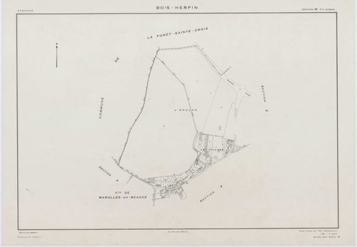 BOIS-HERPIN, plans minutes de conservation : tableau d'assemblage,1952, Ech. 1/5000; plans des sections W, X, Y, Z, 1952, Ech. 1/2000, section ZA, 1998, Ech. 1/2000. Polyester. N et B. Dim. 105 x 80 cm [6 plans]. 