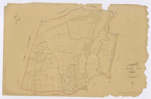 BOISSY-LA-RIVIERE. - Section C - Village (le), 3, ech. 1/2500, coul., aquarelle, papier, 68x104 (1831). 
