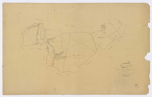 BOISSY-LA-RIVIERE. - Plan d'assemblage, ech. 1/10000, coul., aquarelle, papier, 66x103 (1831). 