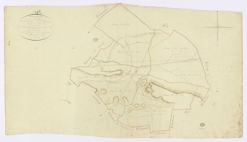 BOISSY-LE-CUTTE. - Plan d'assemblage, ech. 1/10000, coul., aquarelle, papier, 58x102 (1817). 