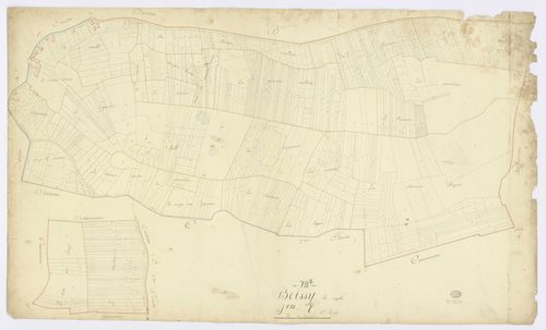 BOISSY-LE-CUTTE. - Section C - Tessonnières (les), 1, ech. 1/1250, coul., aquarelle, papier, 63x106 (1817). 
