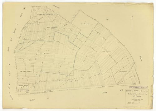 Plans minutes de conservation : BOISSY-LE-CUTTE : tableau d'assemblage, ech. 1/5000 (1939-1951), sections A1, B1, ech. 1/1250 (1939) ; sections A, B, ech. 1/2000, C, D, E, F, G, H, ech. 1/1250 (1951), NB, papier, 105x80, [11 plans]. 