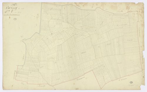 BOISSY-LE-CUTTE. - Section C - Tessonnières (les), 2, ech. 1/1250, coul., aquarelle, papier, 63x102 (1817). 