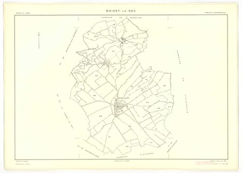 Plans minutes de conservation : BOISSY-LE-SEC : tableau d'assemblage, ech. 1/10000 (1961), sections AB, AD, AE, ech. 1/1000 (1961), sections AC, AH, AI, AK, AL, AM, ZA1, ZA2, ZB, ZC, ZD, ZE, ZH, ZI, ZK, ZL, ZM, ZN, ZO, ZP, ZR, ZS, ZT, ech. 1/2000 (1961), 